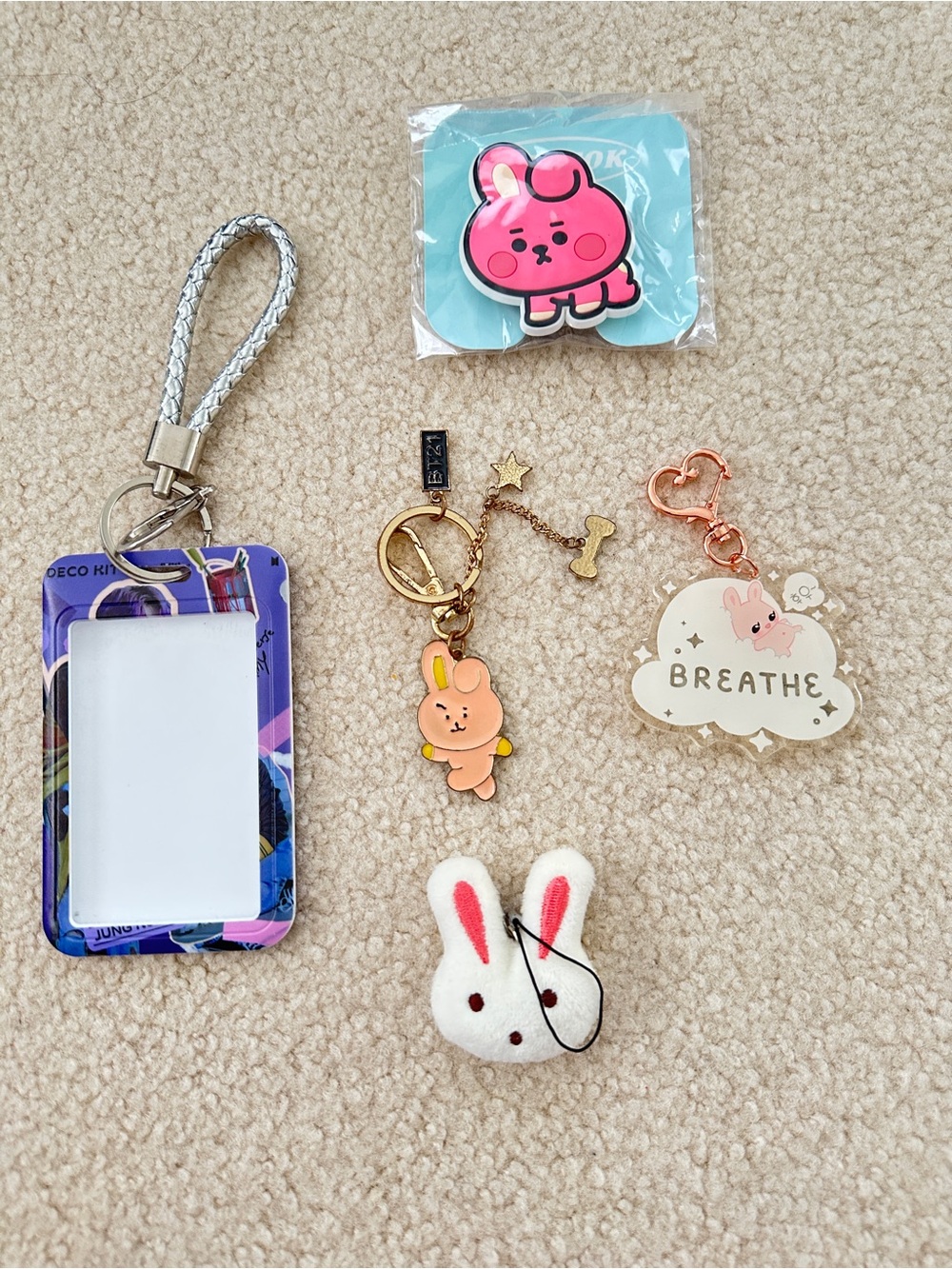Cute Pink Bunny Keychain Charm - Unbranded